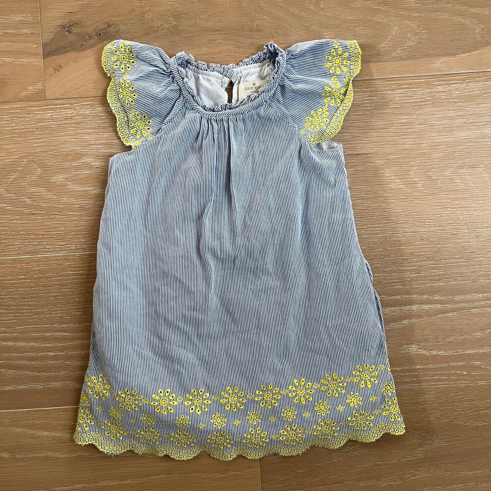 Kate Spade Little Girl's Blue White Striped Scalloped Hem Dress sz 2